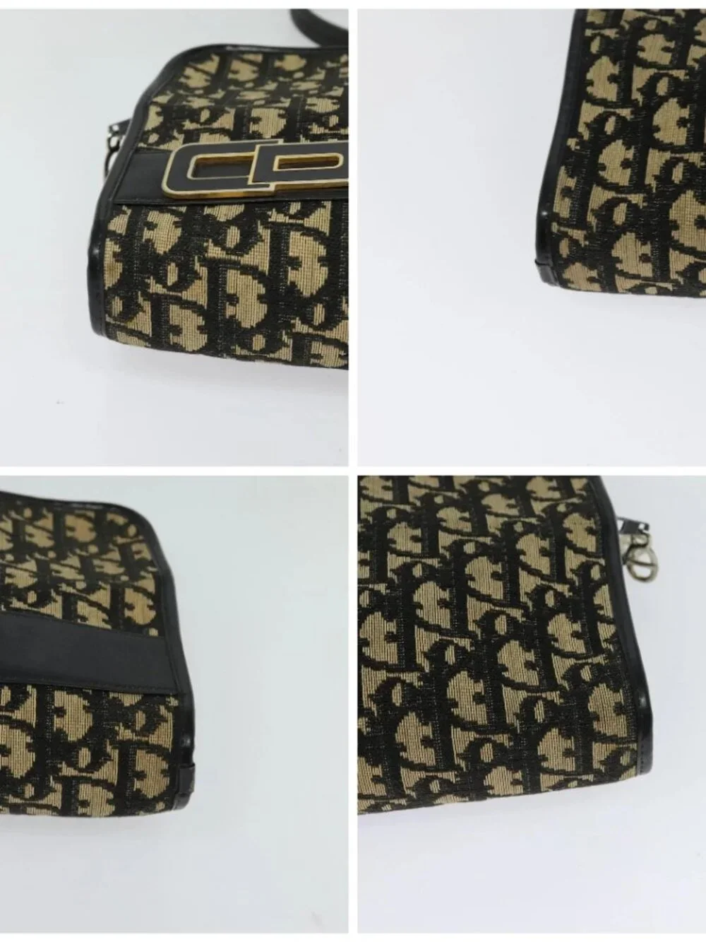 Christian Dior Trotter Canvas Shoulder Bag Navy Gold Auth 122509 - Picture 16 of 16